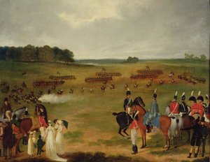 Eine Überprüfung der London Volunteer Cavalry und Flying Artillery im Hyde Park im Jahr 1804, ca. 1804 von English School