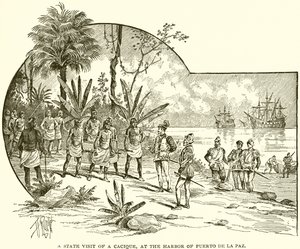 Ein Staatsbesuch eines Kaziken im Hafen von Puerto de la Paz von English School