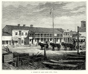 Eine Straße in Salt Lake City, Utah (Gravur)