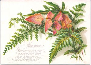 Eine viktorianische Weihnachtskarte mit einem Farnzweig, ca. 1880 von English School