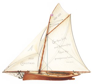 Viktorianische dreidimensionale Weihnachtskarte eines Segelbootes, ca. 1880 von English School