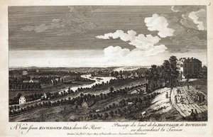 Ein Blick vom Richmond Hill den Fluss hinunter, gedruckt für Robert Sayer, Karten- und Druckverkäufer, Fleet Street