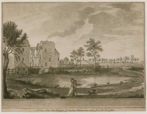 Ansicht der Feuerwehr von Chelsea Waterworks, von der Straßenseite aus gesehen von English School