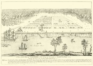 Ansicht der Stadt Savannah in der Kolonie Georgia, in South-Carolina von English School