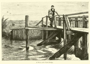 Ein Weir, mit fester Brücke