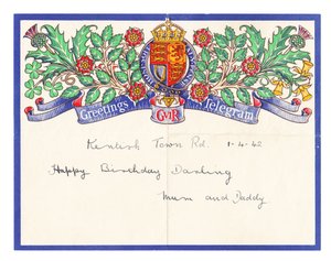 Ein Geburtstagsgrußtelegramm, um 1942 von English School