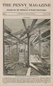 Ein Spunddamm zur Reparatur der Blackfriars Brücke von English School