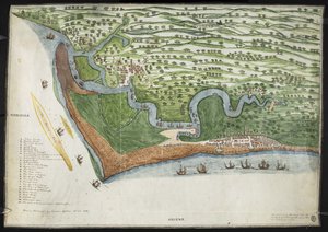Kolorierte Faksimile-Kopie einer Vogelperspektive oder Karte der Küste von Suffolk von Alderton bis Aldborough, einschließlich Orford Ness von English School