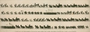 Korrekte Ansicht des Trauerzugs Ihrer verstorbenen Majestät Königin Caroline, als sie am 14. August 1821 durch die Stadt London zog von English School