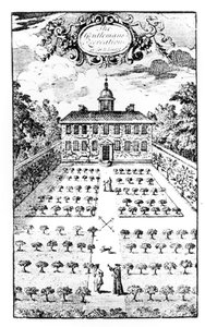 Ein Landhausgarten, aus The Gentlemens Recreation, von John Lawrence, veröffentlicht 1716 von English School