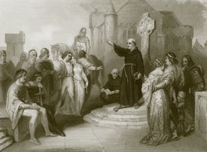 Ein dominikanischer Mönch predigt einen Kreuzzug von English School