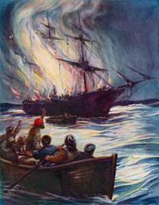 Ein Feuer auf See