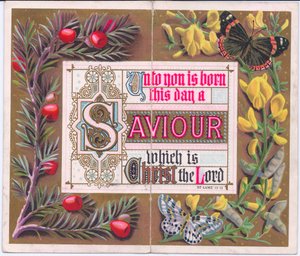 Eine viktorianische Weihnachtskarte mit einem religiösen Traktat, ca. 1880 von English School