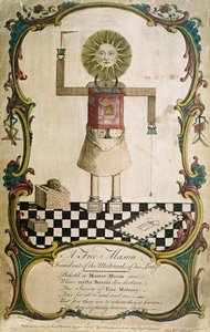 Ein Freimaurer, geschmiedet durch die Werkzeuge seiner Loge, 1754 von English School