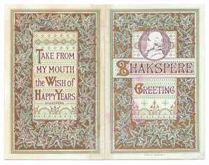 Viktorianische Grußkarte mit einem Bild von William Shakespeare, ca. 1880
