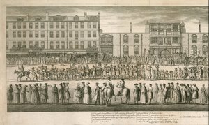 Geometrische Ansicht der großen Prozession der Scald Miserable Masons, Somerset House, London von English School