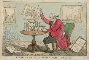 Ein großer Architekt modelliert - Karikatur von Sir William Chambers, Architekt des Somerset House von English School