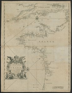 Eine neue Karte der Seeküsten Frankreichs, zusammen mit dem Englischen Kanal, ca. 1730