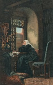 Eine Nonne sitzt im Gebet von English School