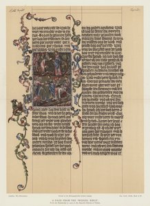 Eine Seite aus der Wenzel-Bibel (Farblithografie) von English School