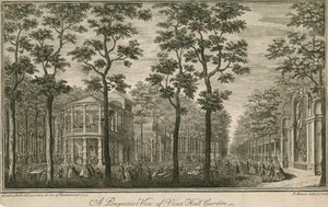 Perspektivische Ansicht der Vauxhall Gardens, London von English School