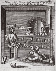 Ein Bild, das die strenge Behandlung der engen Gefangenen im Lollards Tower beschreibt von English School