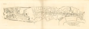 Ein Plan des Hyde Parks und eines Teils der City of London, der eine Position für einen Königspalast zeigt von English School