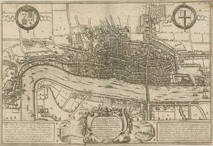 Ein Plan von London, Westminster und Southwark, wie sie während der Herrschaft von Königin Elisabeth vermessen wurden von English School