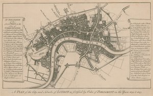 Ein Plan der Stadt und Vororte von London, wie sie in den Jahren 1642 und 1643 auf Befehl des Parlaments befestigt wurden von English School