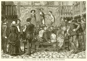 Ein Schauspiel in einem Londoner Gasthof zur Zeit von Königin Elisabeth von English School