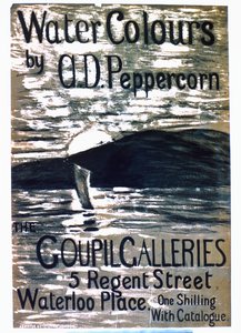 Ein Poster, das A.D. Pepercorns Aquarellausstellung in den Goupil Galleries ankündigt