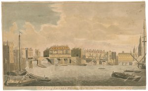 Ansicht der alten London Bridge vor den Änderungen, wie 1757 von English School