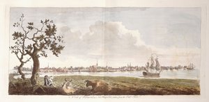 Ein Blick auf Portsmouth, in New Hampshire, vom Ostufer aus gesehen, 1774-1779 von English School