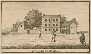 Ansicht der Sir John Oldcastle Tavern und Garten, in Cold Bath Fields von English School