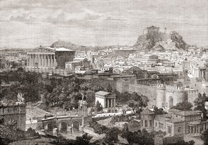 Ansicht des antiken Athen, Griechenland. Aus The Review of Reviews, veröffentlicht 1891 von English School