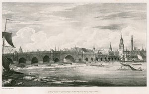 Ansicht der Ostseite der London Bridge im Jahr 1827 von English School