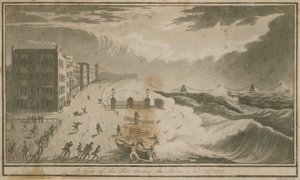 Ansicht des Piers während des Sturms in Brighton von English School