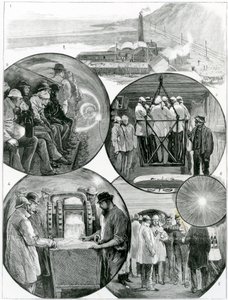 Ein Besuch im Kanaltunnel, Illustration aus The Graphic, 4. März 1882 von English School