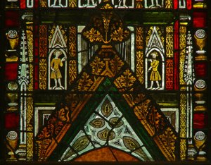 Ein Fenster in der Marienkapelle, Darstellung von Baldachinfiguren von English School