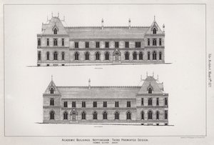Akademische Gebäude, Nottingham, dritter prämierter Entwurf (Stich)
