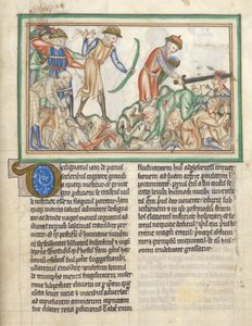Add 35166 f.35 Menschen werden getötet, biblische Szenen aus der Apokalypse des heiligen Johannes, Apokalypse auf Latein mit Kommentar (Tinte & Farbe auf Pergament) von English School