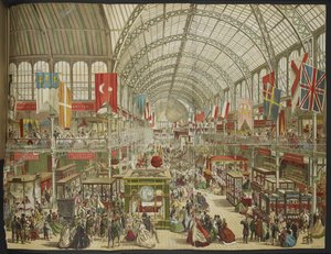 Die Große Ausstellung im Kristallpalast, mit den Flaggen verschiedener Nationen von English School
