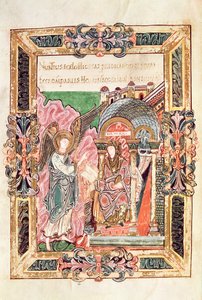 Verkündigung, aus dem Benedictional von St. Aethelwold, Winchester, ca. 980 von English School