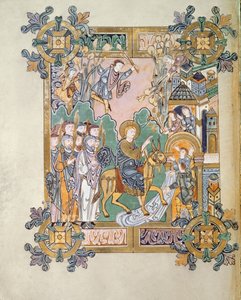 Einzug in Jerusalem, aus dem Benedictional von St. Aethelwold, Winchester, ca. 980 von English School