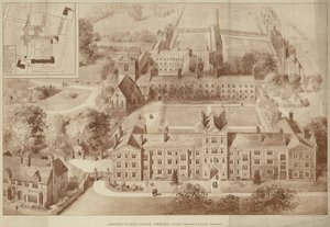 Erweiterungen des Jesus College, Cambridge (Stich) von English School