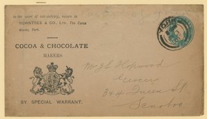 Adressetikett von Rowntree & Co, The Cocoa Works, York