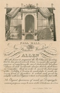 Werbung für Allens neues Möbelhaus, 61 Pall Mall, London von English School