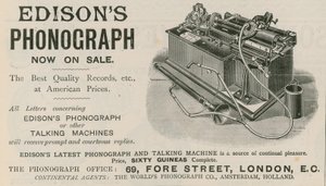 Werbung für Edisons Phonograph von English School