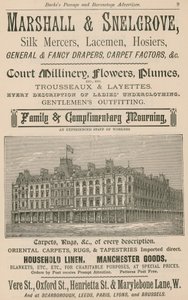 Werbung für Marshall & Snelgrove, Seidenhändler, Spitzenhändler, Strumpfhändler von English School