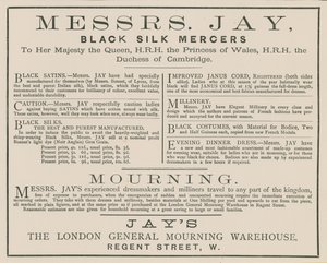 Anzeige für Messrs Jay, The London General Mourning Warehouse, Regent Street von English School